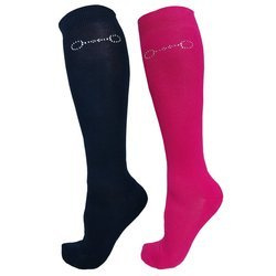 Reitsocken Horsenjoy Zircon Bit rosa-schwarz  2 Paar